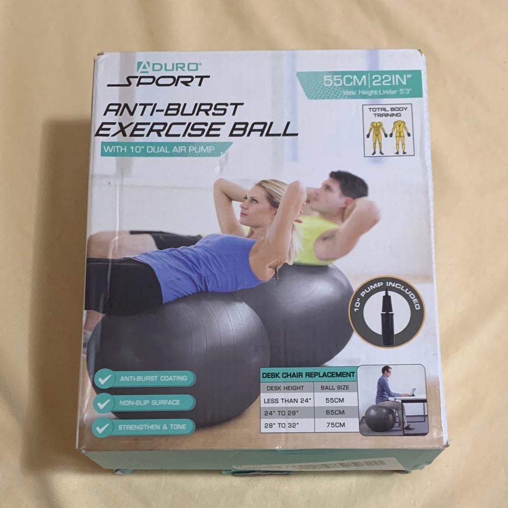 NWT Aduro Sport Anti-Burst Exercise Ball